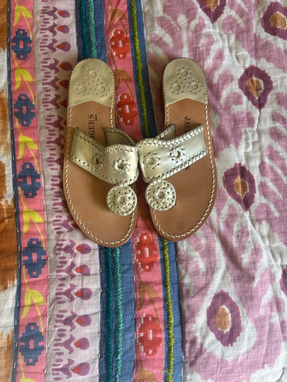 Jack Rogers Metallic Gold Navajo Sandals
